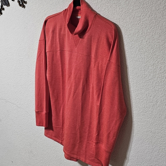 LL Bean Sweater Womens S SoftFlex Mock Neck Stretch Pullover Top Coral Red - Picture 6 of 10